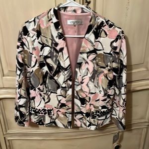 Kasper “Tutu” Multi Colored Printed Blazer with Appliqués/Beading.